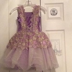 Lavender and Gold Floral Lace Kids Costume Ballet Dress LC